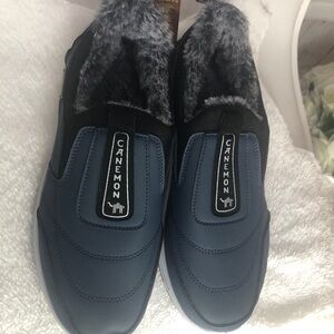 Men's Blue Fur-Lined Shoes